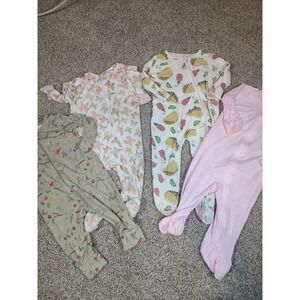Lot of 4 Bamboo Zipper Sleeper Romper Size 6-9m